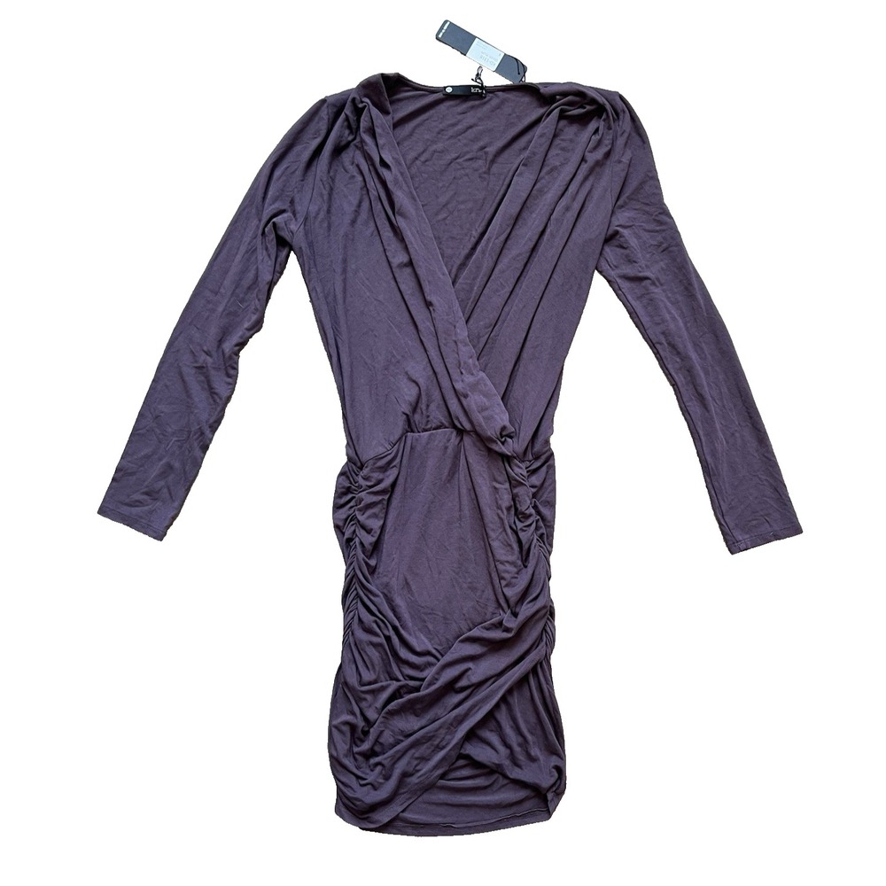 Krisa Revolve Long Sleeve Cross Dress in Plum KD-1318 Size XS NWT $109